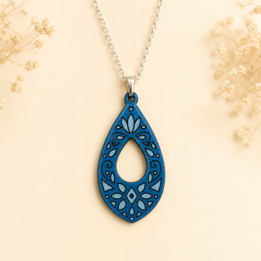 Collar lágrima abierta azul