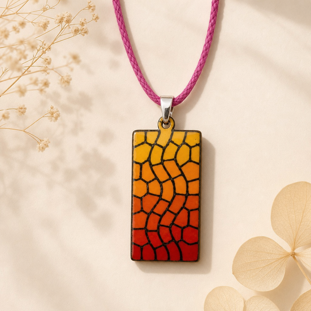 Collar rectángulo mosaico rosa