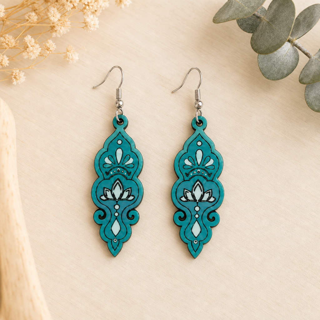 Pendientes paisley teal