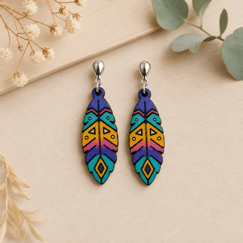 Pendientes pluma degradado