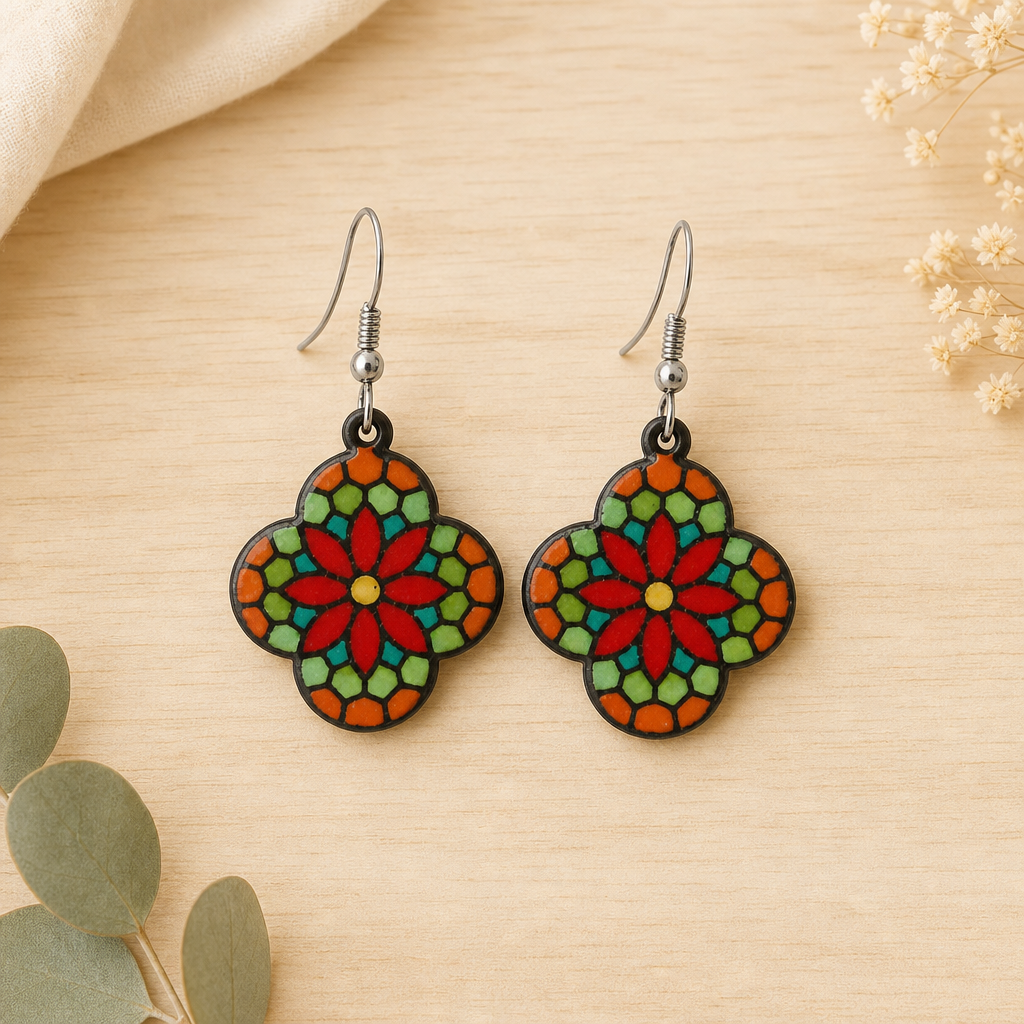 Pendientes quatrefoil floral